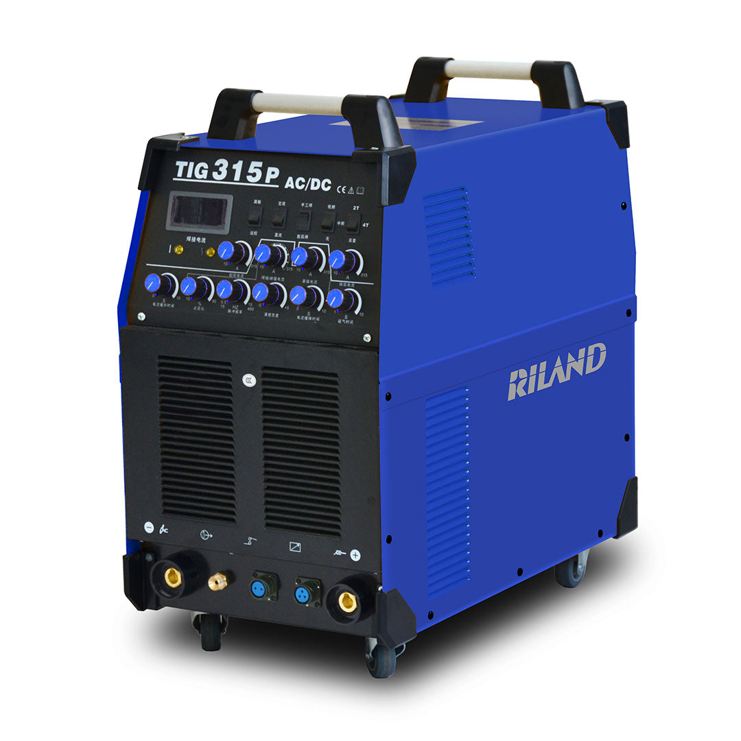 Riland 315P ACDC TIG Welder with accessories on a white background.