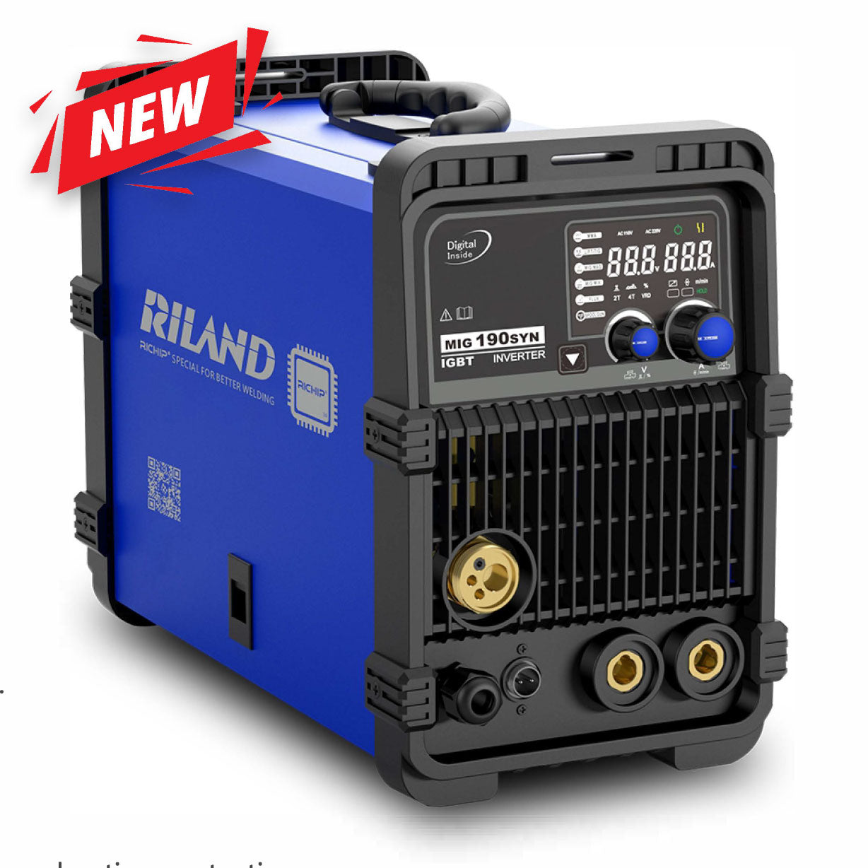 Versatile Pinnacle Riland 190SYN Multi-Process MIG Welder, ideal for Gasless MIG Welding and TIG/MMA Processes