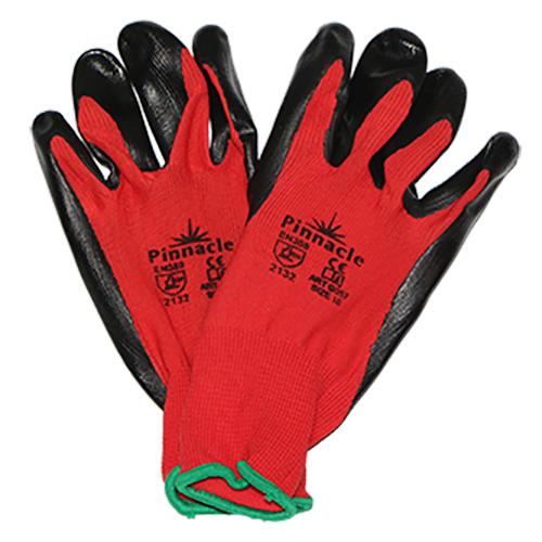 13-100300 Red - Black Nitrile Coated Gloves Smooth Palm