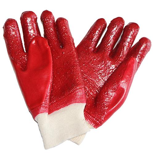 13-1003231 PVC Red Rough Palm Heavy Duty Knit Wrist Gloves