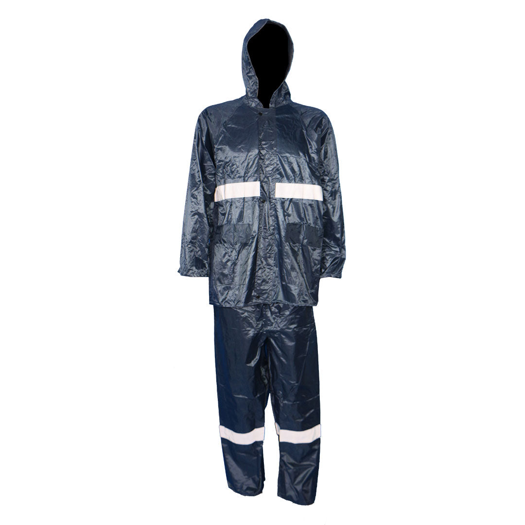 Pinnacle Navy Rubberised Rain Suit with Reflective