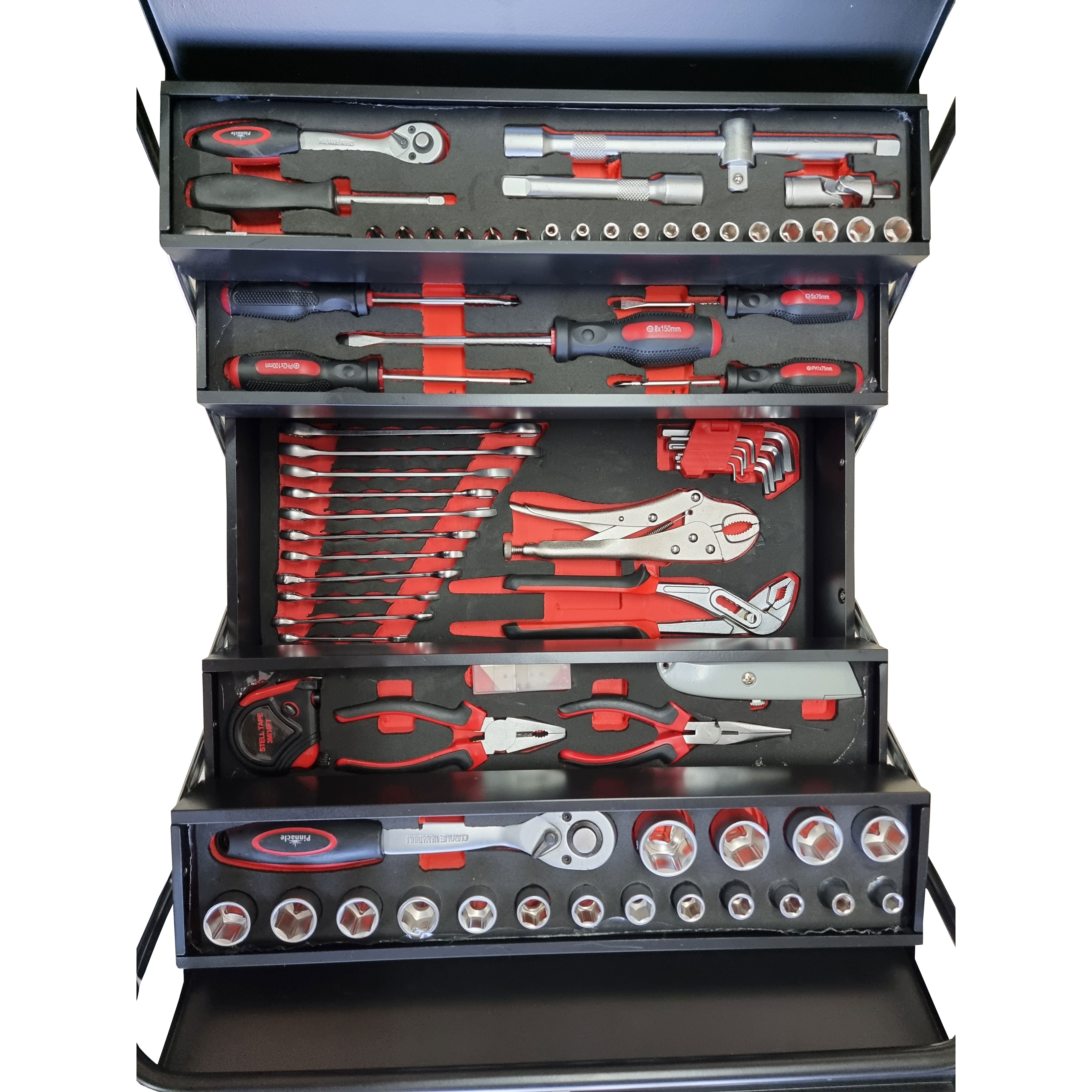 86 Piece Toolbox Set, with 5 Tier Metal Toolbox - Pinnacle Welding