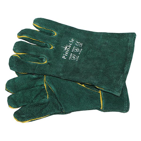 Pinnacle Green Lined Welding Gloves Wrist Length 2.5" Premium Grade