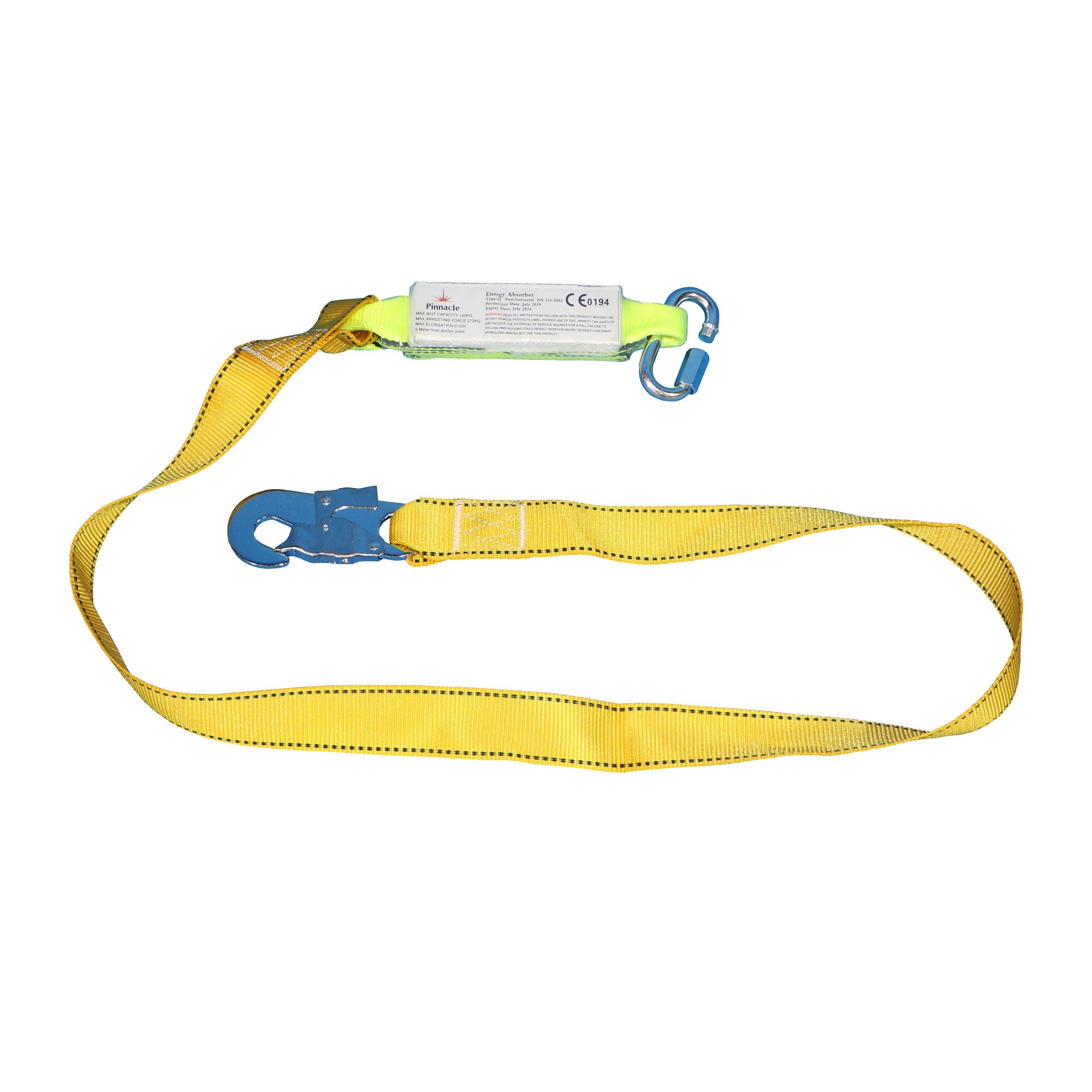 Single lanyard with Shock Absorber & Snap Hook for Safety Harness
